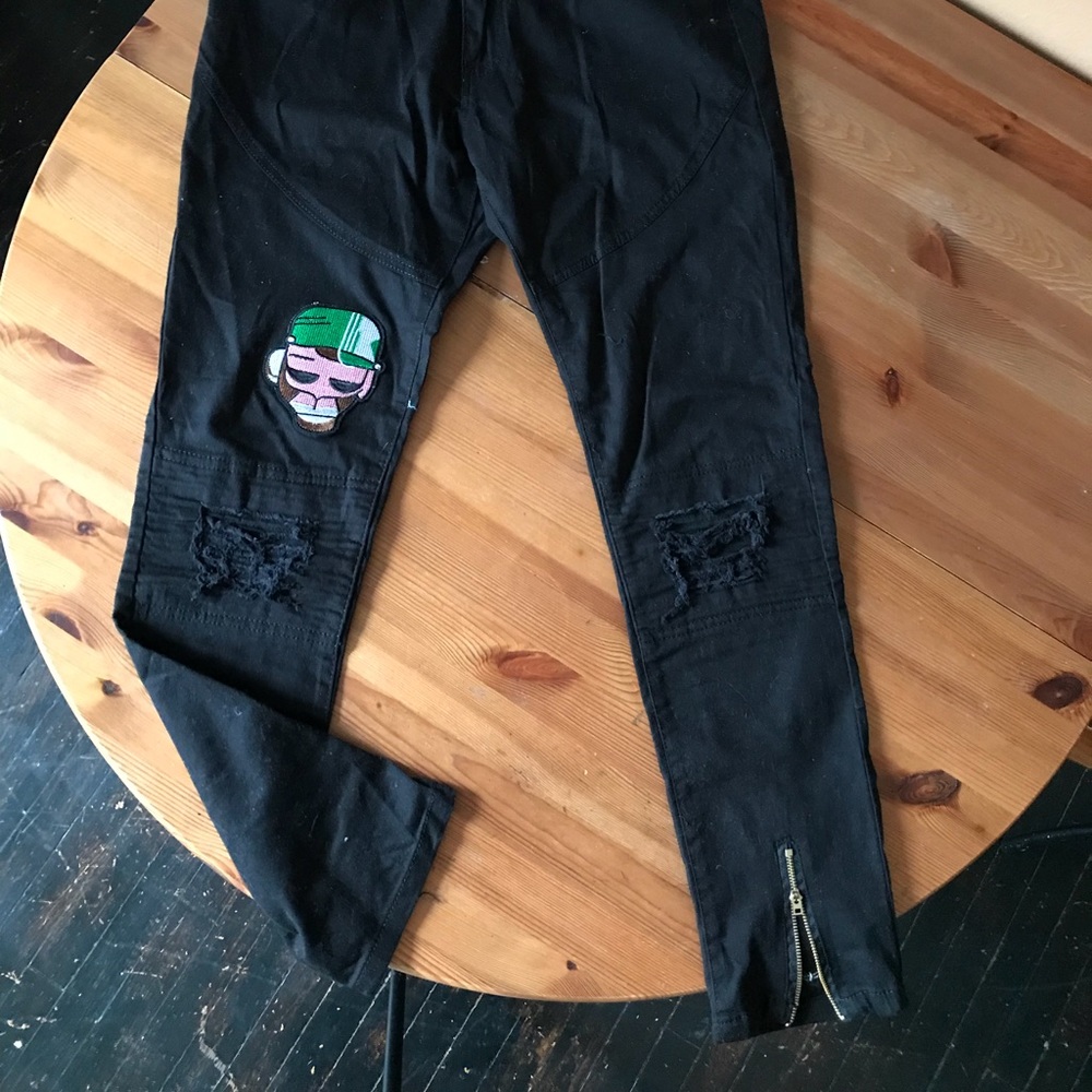 Pants with patches